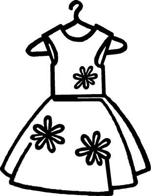 Illustration of a dress with flowers on a hanger